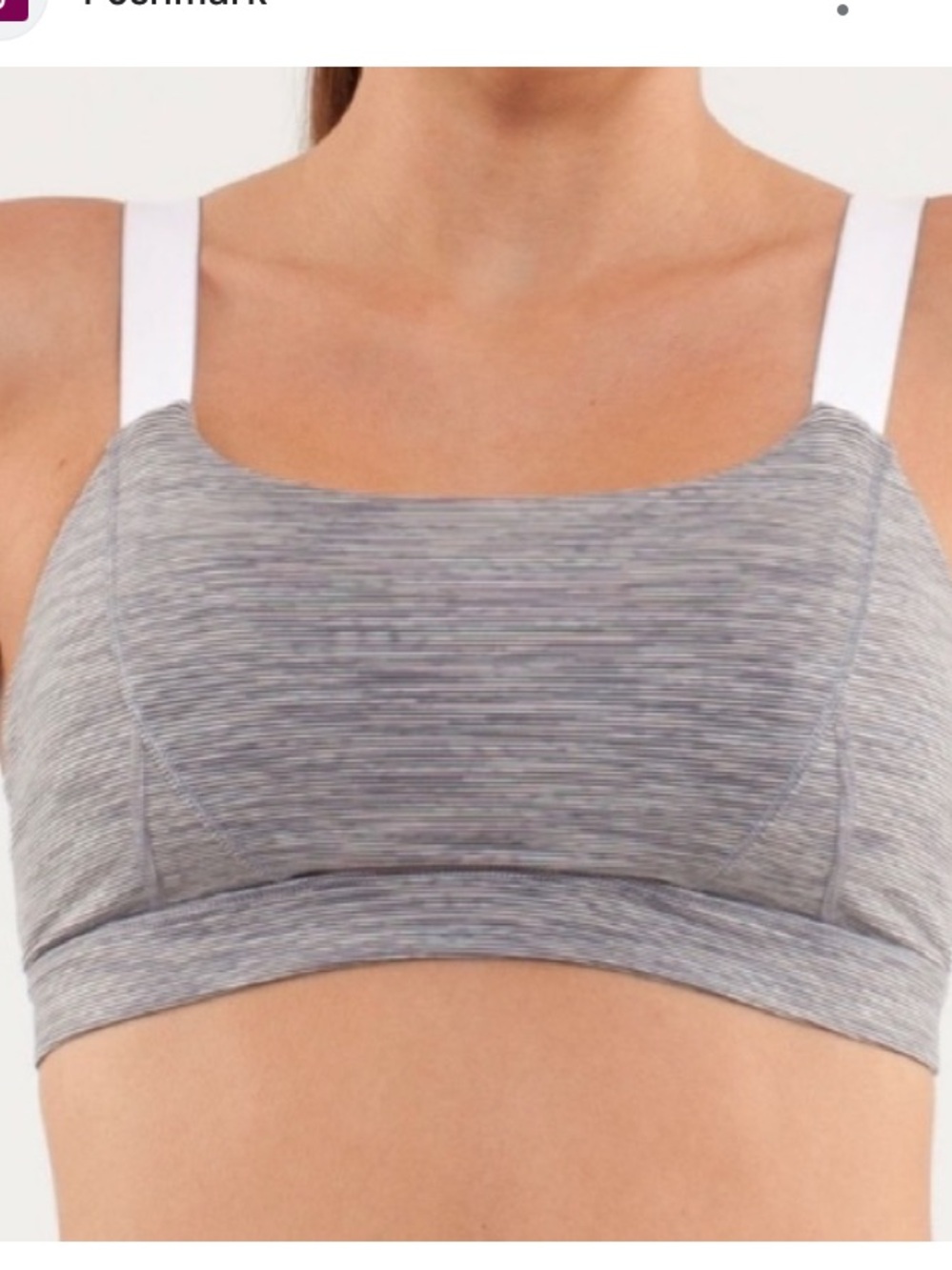 lululemon athletica Heathered Gray Sports Bra with White Straps